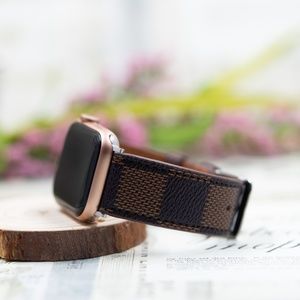 Checker Damier Apple Watch Band Ebène Brown Checker Leather 38/40/41 & 42/44/45